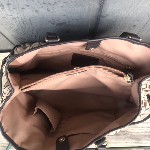 Coach Signature Stripe Drawstring Carryall Handbag - Picture 5 of 8